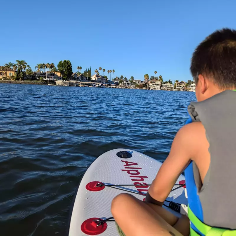 Paddling to beach